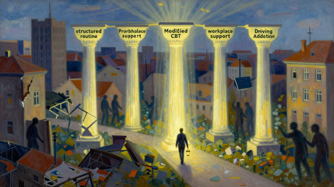 Rozpadlá nemocniční budova, ale jasná cesta k pěti pilířům léčby ADHD a závislosti.