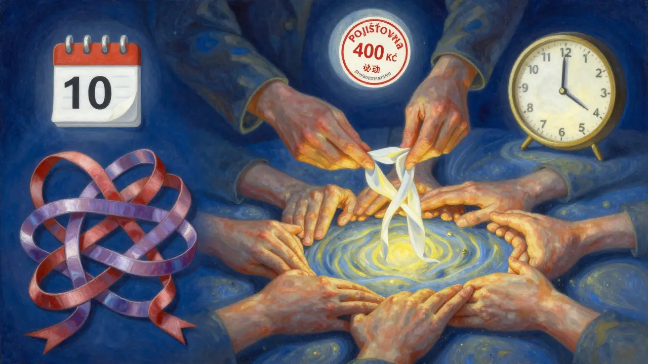 Zmatek vztahů se mění v harmonický kruh s ikonami podpory, subsidy a časové lhůty.