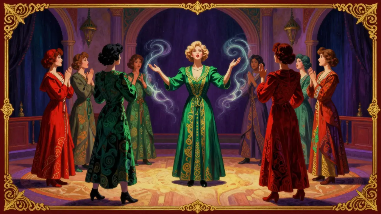 Skupina v akci psychodramatické scény s centrální postavou