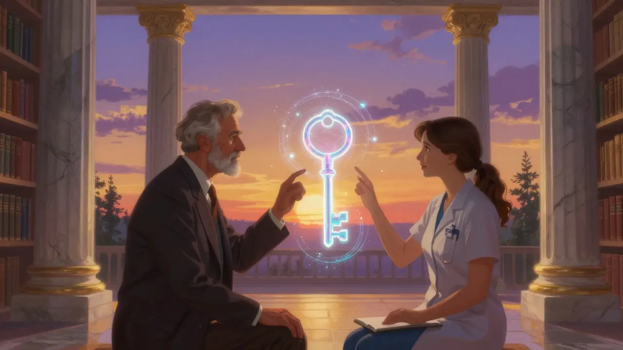 Symbolika kvantového šifrování a budoucnosti bezpečnosti v psychoterapii.