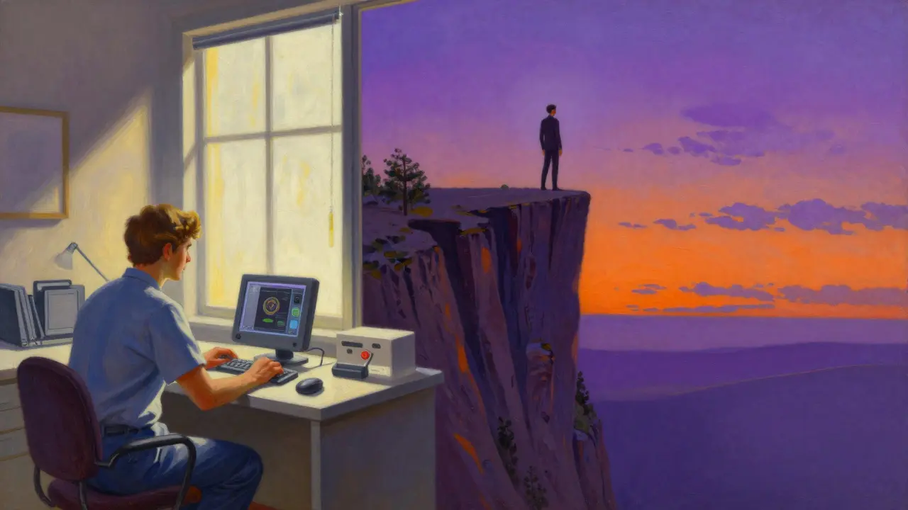 Terapie strachu z výšek pomocí virtuální reality na útesu